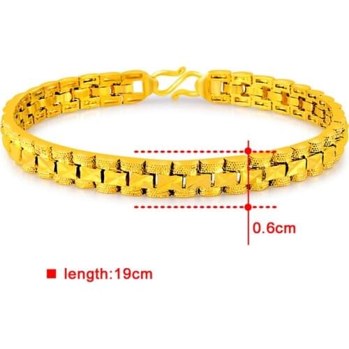 Fashion 24K Gold Bracelet 6MM Strap Shaped Bracelet for Women & Mens Jewelry Gifts