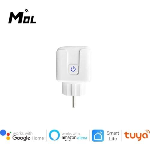 MOL 1PC 16A Tuya Wifi EU Smart Plug with Power Monitor Smart Home Wireless Socket Outlet Works with Alexa Google Home