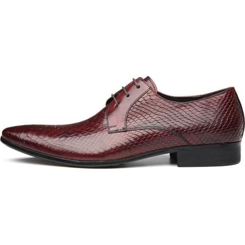 2020 British Pointed Toe Mens Formal Shoes Real Leather Business Casual Zapatos Man Footwear Fashion Snake Wedding Dress Shoes