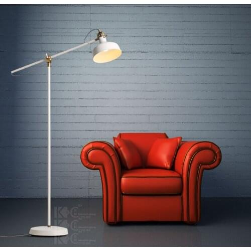 Individuality Creative Cafe Floor Nordic Copper Vintage Lamp Living Room Study Bedroom White Long Arm Floor Lamp