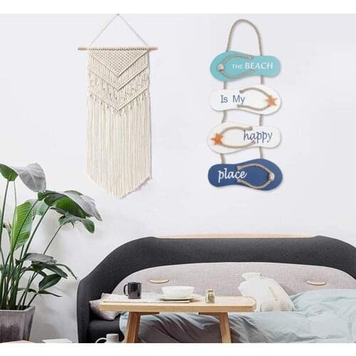 Retro Beach Quadruplet Slippers Hanging Ornament Letter Printed Household Pendant Decor Wooden Vintage Haning Miniature