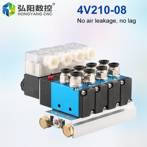 4v210-08 pneumatic electric solenoid valve 5-port 2-position control air solenoid valve 24V 220V with muffler accessories
