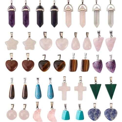 1Box Natural & Synthetic Mixed Stone Pendants Charms For DIY Handmade Necklace Bracelet Jewelry Findings Accessories