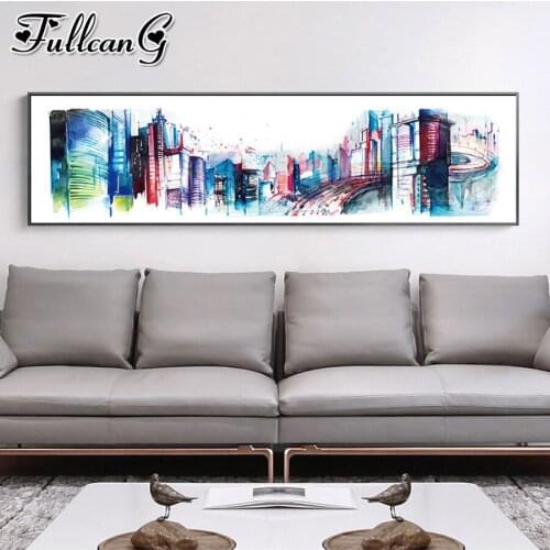 FULLCANG diy 5d full square round diamond embroidery abstract city landscape large mosaic painting sale wall decoration FC2763