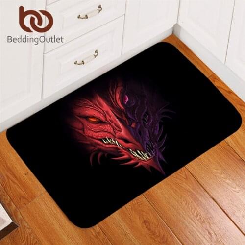 BeddingOutlet Red Dragon Carpet Head of Angry Non-slip Soft Rug 3D Print Floor Mat Absorbent Demon Game Doormat For Bedroom