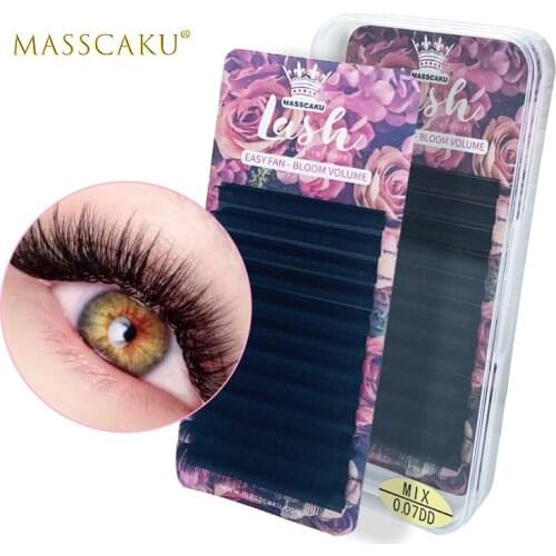 Hot selling 8-20mm private label korea PBT material silk mink 0.05 0.07 0.10 eyelashes extension easy to make fan lash extension