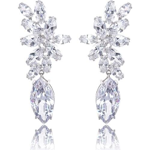 Free Shipping Alibaba Jewelry Fashion Drop Zircon Earrings Simple Style Fashion Earring Fashion Fake Gold Earrings GLE0537