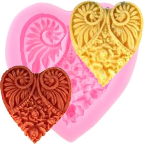 Heart Shaped Silicone Mold Wedding Cupcake Topper Fondant Cake Decorating Tools Chocolate Gumpaste Moulds Polymer Clay Molds