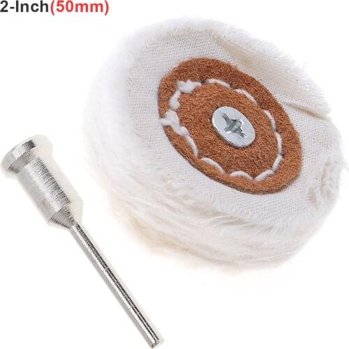 2 Inch T-shaped White Cloth Polishing Wheel Flannel Mirror Polishing Buffer Cotton Pad 3mm Shank Diameter Polishing/Grinding