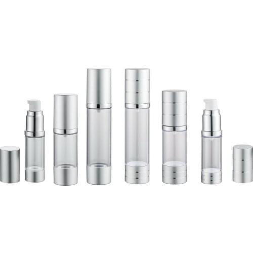 30ml 50ml Airless Perfume Bottle Cosmetic Vacuum Flask Silver Pump Bottle High Quality Emulsion Bottle Essence Vials F20171040
