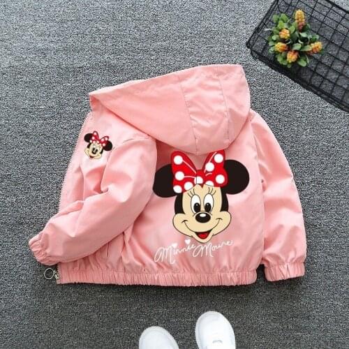 Spring Toddler Girls Outwear Pretty Korean Kids Floral Coats Bow Tie Minie Mouse Cartoon Autumn Teen Children Jacket Ccoat