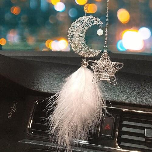 Starry sky moon dream mirror creative rear-view mirror car decoration hanging pendant accessories for feminine interior parts
