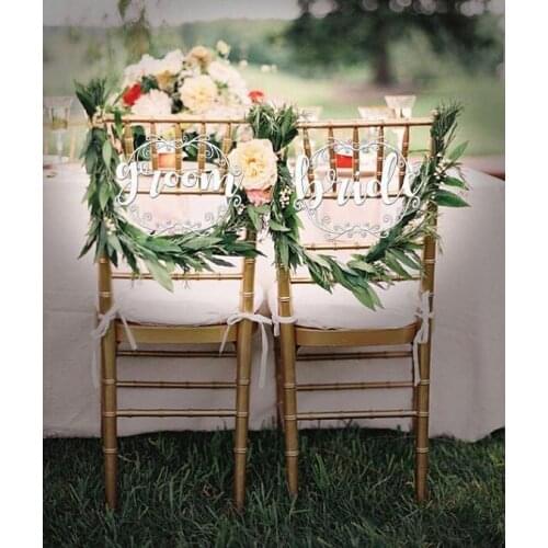 Bride & Groom Chair Signs , wedding reception sweetheart table decor bride groom centerpiece Mr Mrs