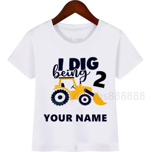 1-10 Excavator Number Tshirt Children T-shirt Girl Boy T-shirts Birthday shirt Childrens T shirt Cute Cartoon clothes