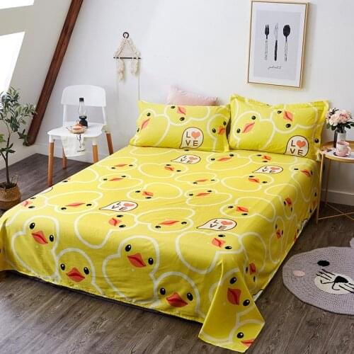 1PC 100%Cotton Cartoon Bed Sheets Flat Sheet Bedding Top Sheet Queen King Children Bed （Pillowcase not included）Dropshipping