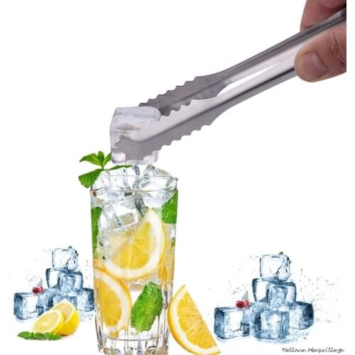 1PCS Kitchen Tool Stainless Steel Tongs For Barbecue Party Bar BBQ Clip Bread Food Ice Clamp Ice Tong