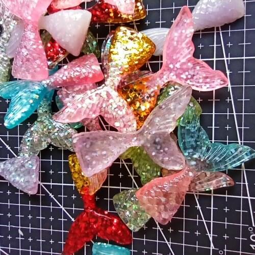 1pcs/lot Resin flat back colorful fish tail 40mm Ornaments Micro landscape Ornaments Creative Home Gardening Decorations