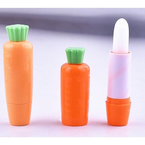 1pc New Lip Balm Moisturizing Carrot Shape Longlasting Water Lip Care For Women Men Makeup Natural Plant Lip Balm Colorless