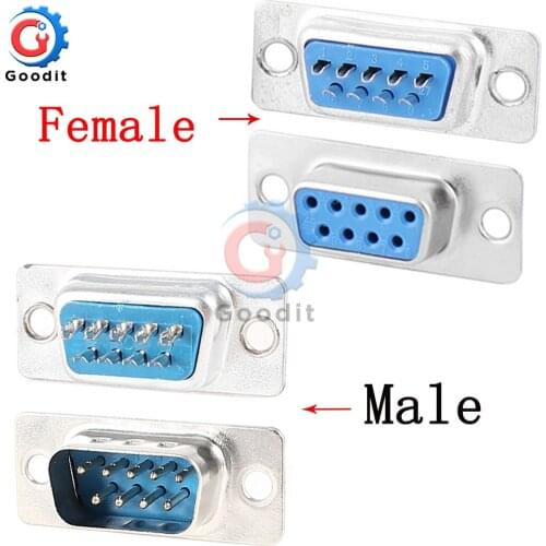 10PCS RS232 DB9 Serial VGA 9 Pin Female 2 Rows Solder Type Plug D-SUB Male Plug Socket Connector