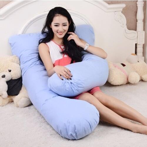 100% Cotton U Shape Full Body Pillow Pregnancy Maternity Sleep Pillows Sleeping Knee Back Hip Joint Sciatica Pain Relief Cushion