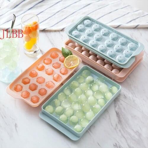 18/33 Grid Silicone Ice Cube Homemade Ice Refrigerator Spherical Ice Making Box With Lid Containers Cube Grid Mold
