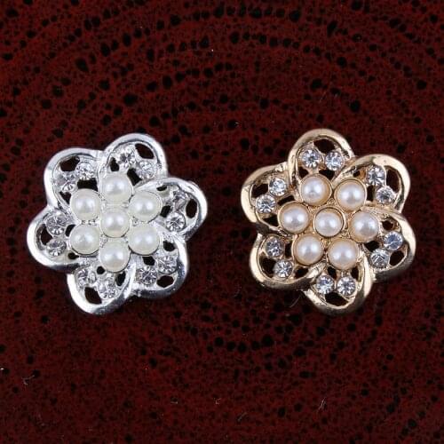 200pcs/lot 20MM 2Colors Newborn DIY Clear Rhinestone Button For Craft Accessories Fuax Pearl Button For Wedding Crown/Headwear