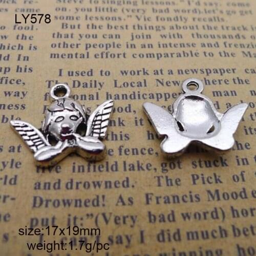 25pcs 17*19mm Antique Silver Angel Charms For DIY Jewelry Finding