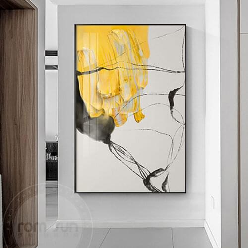 Abstract Yellow Wall Art Painting Texture Canvas Poster Modern Wall Bright Picture for Living Room Bedroom Art Studio Nodic Deco