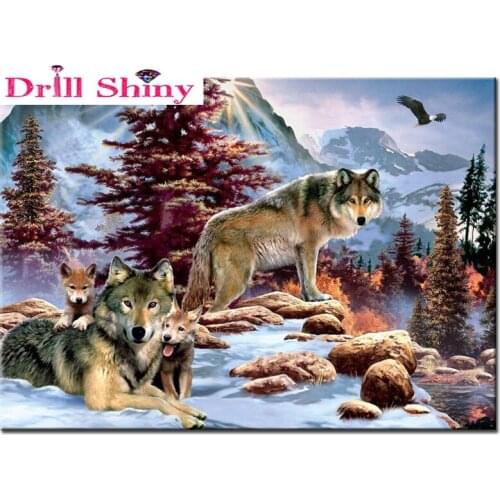 Drill Shiny 5D Diy diamond painting Wolf cross stitch square rhinestone pictures of crystals embroidery patchwork Needle crafts