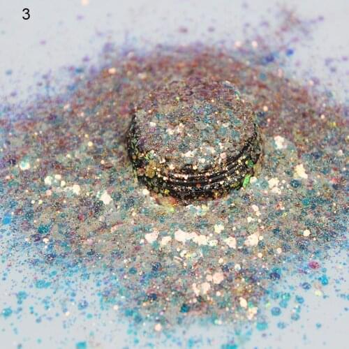 Mix Size Mermaid 3D Glitter Nail Flakes Hexagon Colorful Sequins UV Gel Polish Sparkling Powder Dust DIY Charm Glitter Flakes