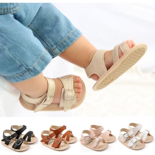 Baby Shoes Summer Newborn Infant Baby Girls Boys Sandals Shoes Solid Non-slip PU Leather Breathable Toddler Shoes