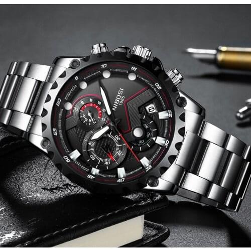 NIBOSI mens watches Top Brand Luxury Quartz Watch men Causal Business clock Chronograph Waterproof wrist watch Relogio Masculino
