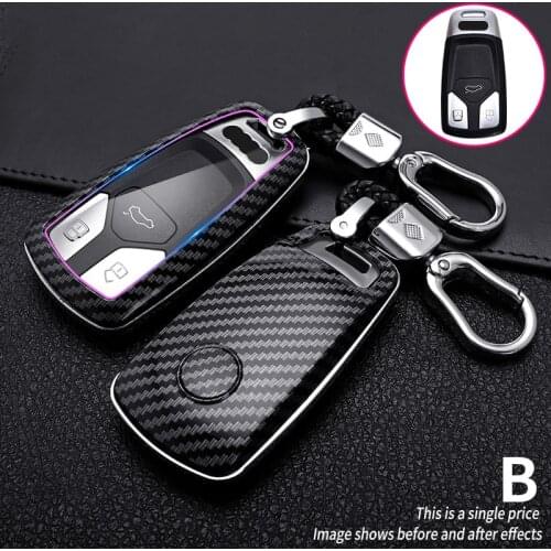 ABS Carbon Fiber Pattern Car Key Case Cover Bag For Audi A4 B9 Q5 Q7 S5 S7 TT TTS 8S 2016 2017 Auto Smart Key Shell Holder Fob