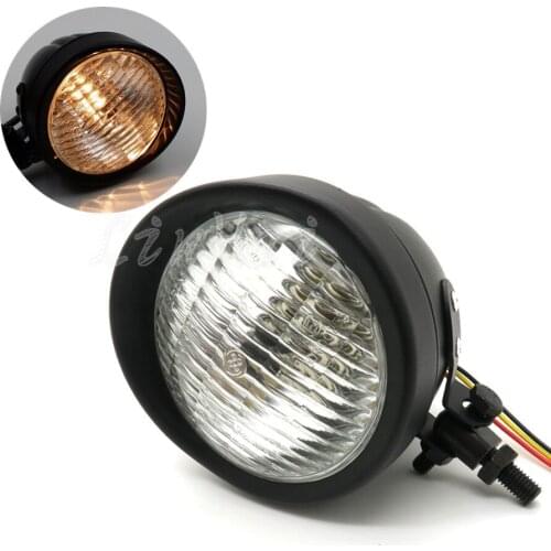 Black Retro Metal Front Headlight For Harley Cruiser Chopper Cafe Racer Bobber XL