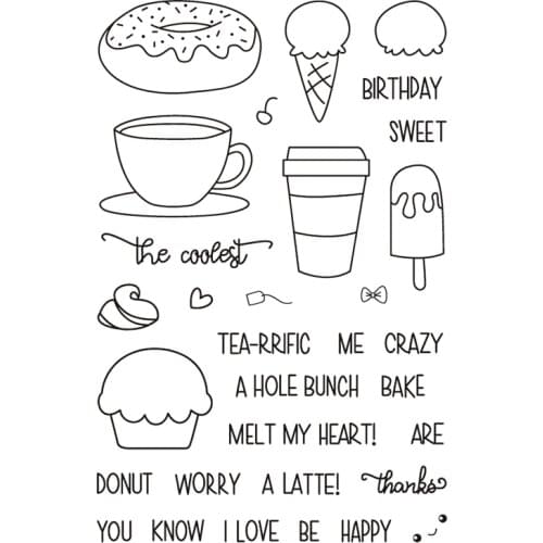 Clear dessert stamps planner journaling ice cream afternoon tea stamps scrapbooking