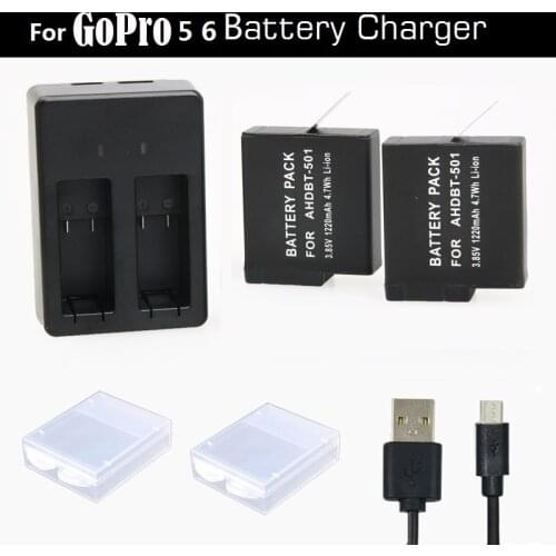 NEW Cownfish For Gopro HERO 6 5 battery Gopro 7 batteries USB Dual charger and case for GOPRO HERO 8 Black camera Accessories