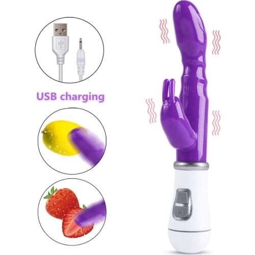 G Spot Rabbit Dildo Vibrator Orgasm Adult Toys USB Charging Powerful Masturbation Vibrating Vagina Massager Sex Toy for Women