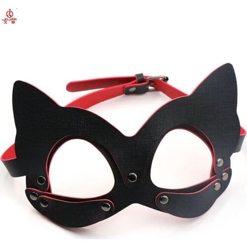 Jiuai Cosplay Accessories PU Leather Sexy Cat Masks Role Playing SM BDSM Products For Adults Women Games