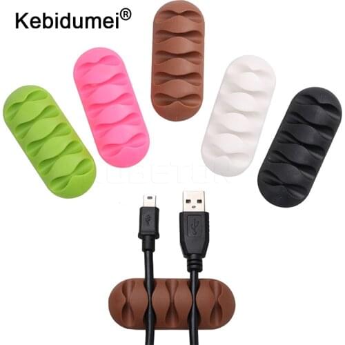 Kebidumei Winder Earphone Cable Organizer Wire Storage Silicon CC-947 Charger Desktop Cable Holder Clips for Earphone Wholesale