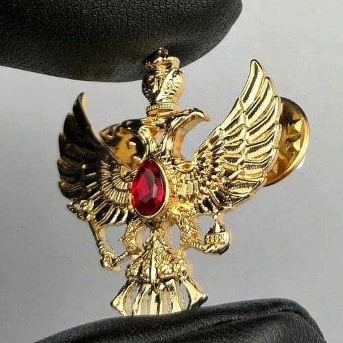 Classic Gold Color Double Headed Eagle Brooch Pins Russia Badge for Men Women Masonic Brooch Freemasonry Party Jewelry Gifts