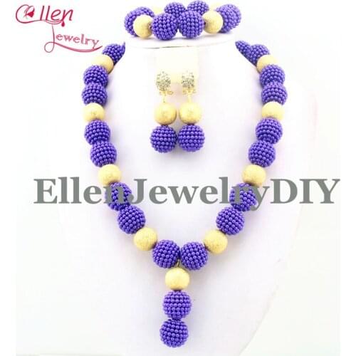 New Costume African beads Jewelry Sets Indian Nigerian Wedding Beads Jewelry Set Luxury Bridal beaded necklace Jewelry Set E1089