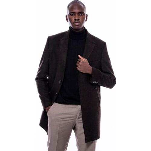 Wide Pointed Collar Brown Over Knee Coat