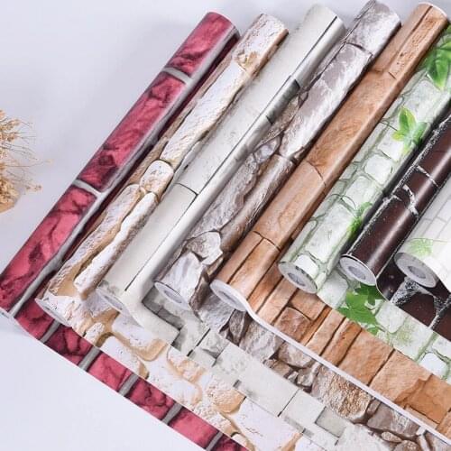 Kitchen Waterproof 3D PVC Brick Stone Wall Stickers Home Decor Paper Wallpaper Self-Adhesive Living Room Bedroom Bathroom Decor