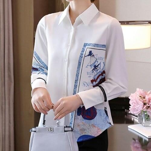 Fashion print ladies shirts Womens Blouses 2021 Spring Autumn Long Sleeve Shirts Tops Blusas Mujer