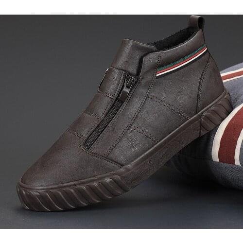 Suede Leather Men Boots Winter with Fur Super Warm Snow Boots Men Winter Work Casual Shoes Sneakers High Top Rubber Ankle Boots