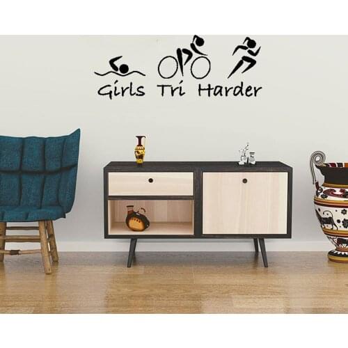 Triathlon Athletics Wallpaper Swimming Running Cycling Transfer Vinyl Wall Stickers Decorative Arts Sport Stickers DW4730