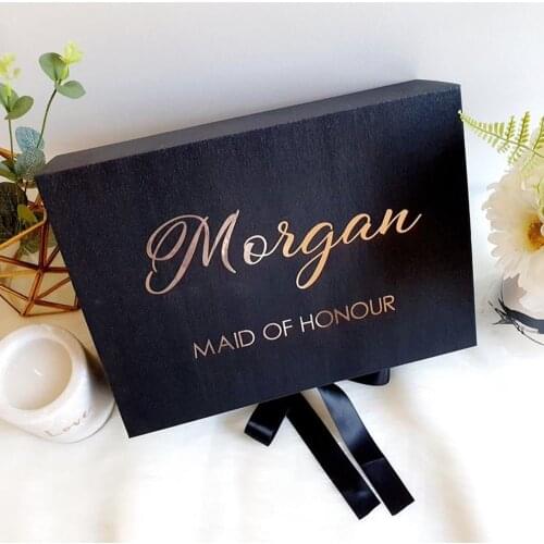 Personalized Wedding Gift Boxes, Will You Be My Bridesmaid Proposal , Names ,rose gold ， Bridal Shower,black ,Thank you Gift Box