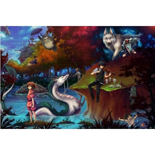 Pincess Mononoke Miyazaki Hayao Cartoon Anime Art Film Print Silk Poster Home Wall Decor 24x36inch