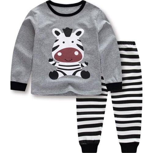 100% Cotton Children Pajama Sets Cartoon for Boys Girls Autumn Winter Warm Kids Homewear Sleep Night Wear Pajama Suits Clothing