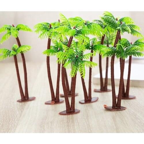 Plastic Mini Simulation Trees coconut tree Miniatures Kawaii Micro landscape Setting For Garden New Garden Figurines Home adorn